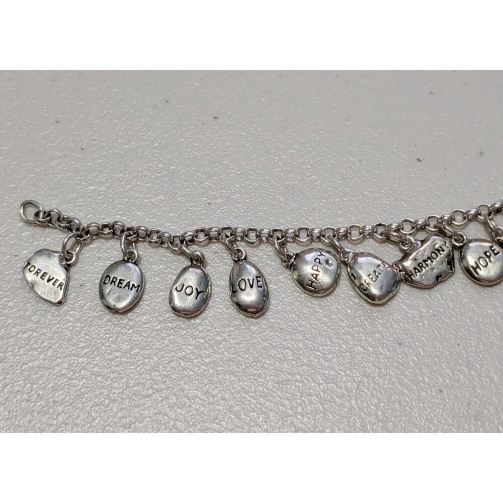 Sterling Silver Charm Bracelet 16 Inspirational Charms Lobster Clasp Size 7 - Picture 13 of 16
